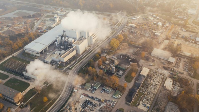 manufacturing plant releasing gases